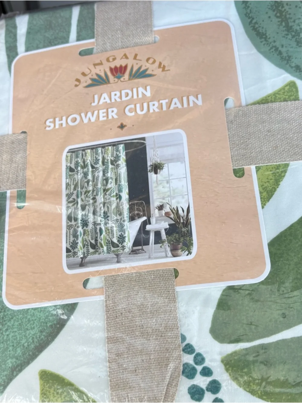 JUNGALOW NWT Jardin Shower Curtain Green/Blue 100% Cotton-Botanical Pattern
